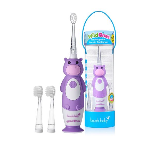 Дитяча електрична зубна щітка Brush-Baby Sonic Toothbrush WildOnes (від 0 до 10 років) Бегемот