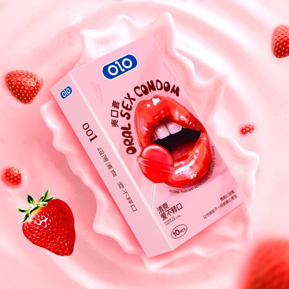 Презервативи для орального сексу з ароматом та смаком полуниці OLO - Oral Sex Strawberry, 10 шт sexstyle | Зображення 3