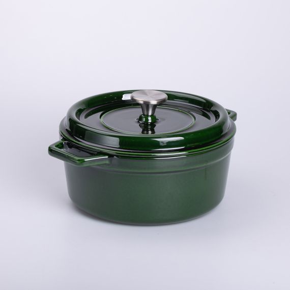 Каструля чавунна емальована 3,5 л з кришкою Ø24 см Зелена | Зображення 5