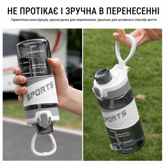 Эко-бутылка KANGZYUAN 500 мл - Белая Tritan BPA-free, ударопрочная, спортивная с эргономичной крышкой | Зображення 6