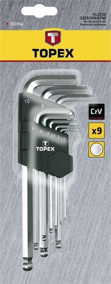 Ключи шестигранные TOPEX HEX 1.5-10 мм, набор 9 шт. (35D957) | Зображення 1