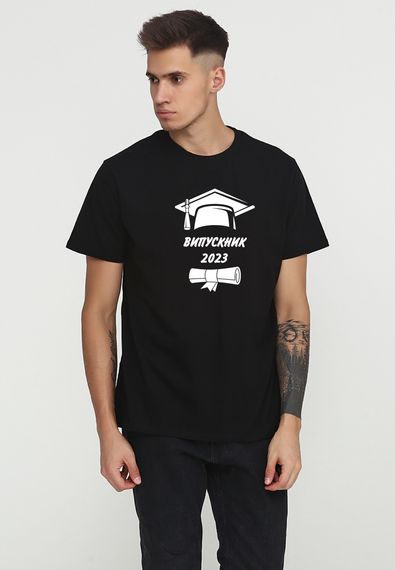 Футболка чоловіча чорна з принтом "Випускник", XL