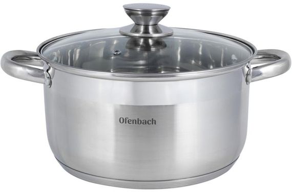 Каструля Ofenbach Casserole з нержавіючої сталі 6л зі скляною кришкою | Зображення 1