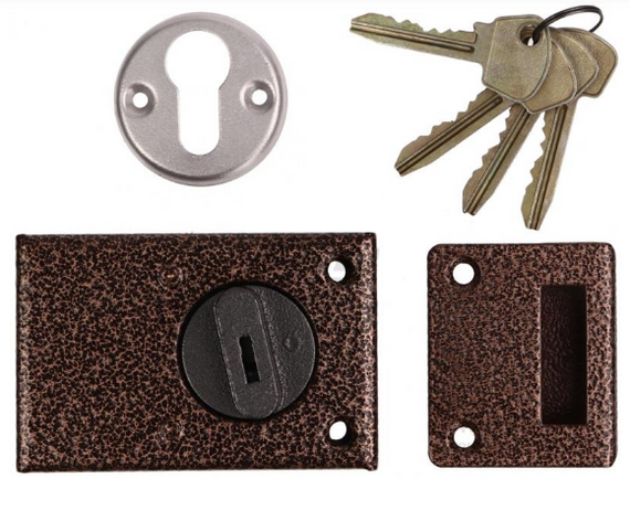 Замок накладной цилиндровый Мотор Сич ЗН1-114-6, 1 ригель, Backset 60 мм, медный цвет | Зображення 1