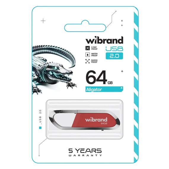 USB флеш накопичувач Wibrand 64GB Aligator Red USB 2.0 (WI2.0/AL64U7DR) | Зображення 1