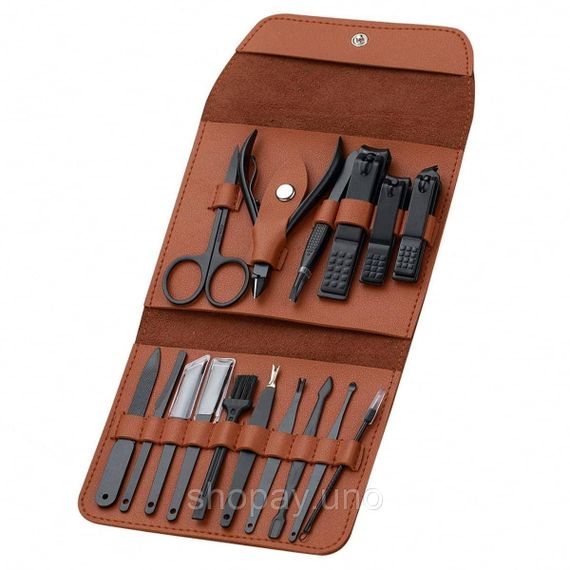 Набір для манікюру та педикюру з 16 предметів /Професійний набір інструментів 16 в 1 з нержавіючої сталі у футлярі | Зображення 6