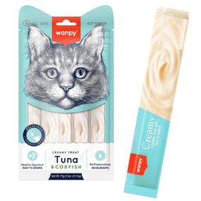 Wanpy Creamy Lickable Treats Tuna & Codfish ванпи тунец с треской жидкое лакомство для котов