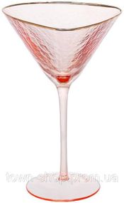 Набор 4 фужера Diva Pink бокалы для мартини 190мл, розовый с золотым кантом BD-579-249