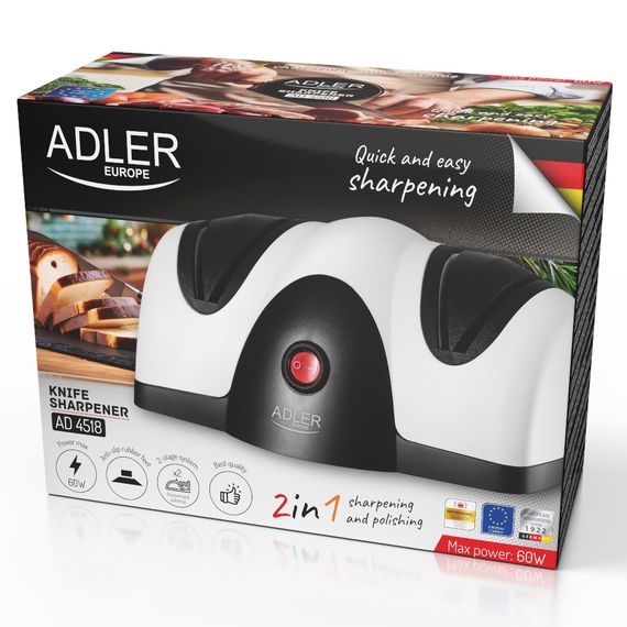 Точилка для ножів електрична Adler AD 4518, 2-етапна, 40 Вт, з напрямними, кухонна | Зображення 9
