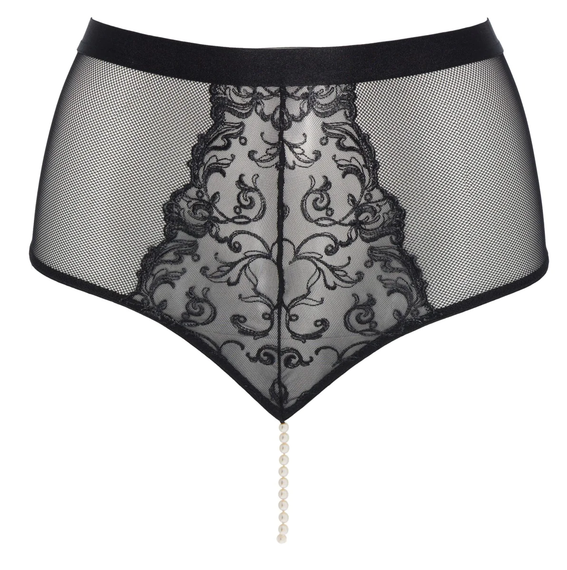 Трусики з високою талією, розрізом та перловою ниткою Bracli Vienna High Waist Brief Чорні, Чорний, M, M