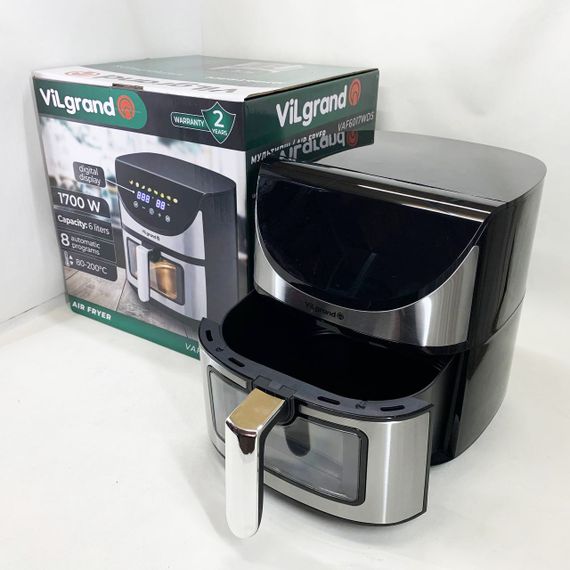 Мощная фритюрница аэрогриль ViLgrand VAF6017WDS 1700 Вт 6 л, Картошка фри без масла AD-90 | Зображення 4