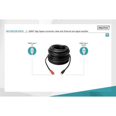 Кабель мультимедийный HDMI M to HDMI M 10.0m 4K Amplifier Digitus (AK-330118-100-S) | Зображення 4