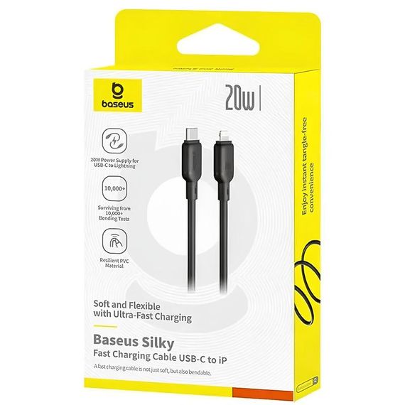 Дата кабель Baseus Silky Series OS Fast Charging Type-C to Lightning 20W (2m) (P10377701) Cluster Black | Зображення 2