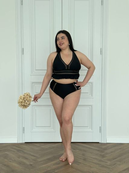 Роздільний купальник PLUS SIZE з рюшами чорний | Зображення 4