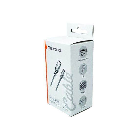 Кабель Mibrand MI-14 Fishing Net Charging Line USB for Lightning 2A 1m Black/Grey | Зображення 2