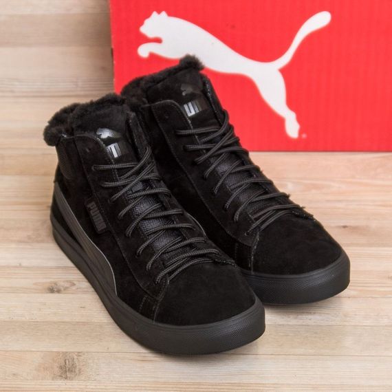 шкіряні зимові ботинки  Puma чорні. | Зображення 4