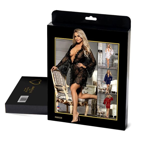 Сексуальний мереживний халат Star Night з довгими рукавами, чорний, XL sexstyle | Зображення 8