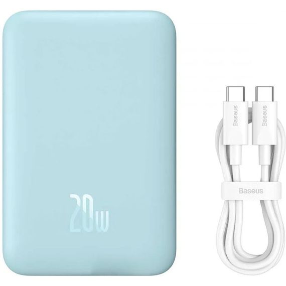 Портативний ЗП Power Bank Baseus Magnetic Mini OS 20W c БЗП 10000 mAh (PPCX110105) Blue | Зображення 1