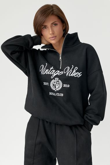 Утеплений спортивний костюм зі світшотом та джогерами - чорний цвет, M (є розміри) | Зображення 2