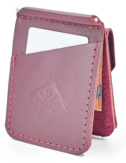 Шкіряний затискач для купюр Skin and Skin 11х7.5 см Бордовий (SW04BU)