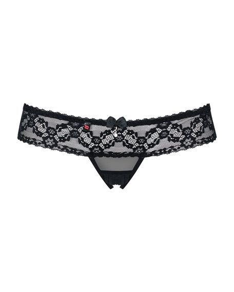 Мереживні танги з доступом Obsessive 837-THC-1 S/M, чорні | Зображення 4