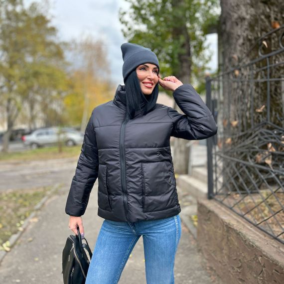 Женская демисезонная куртка короткая утепленная GF01219 цвет черный, размер 42/44 | Зображення 1