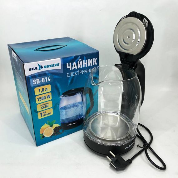 Хороший электрический чайник SeaBreeze SB-014 1.8 л 1800 Вт, Электрочайник с led подсветкой BG-53 | Зображення 9