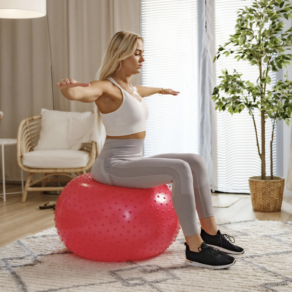 Фітбол масажний Hop-Sport 65см червоний + насос | Зображення 5