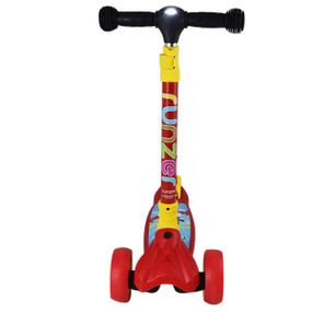 Самокат Scooter Maxi со светящимися колесами, фонариком, складной руль Красный