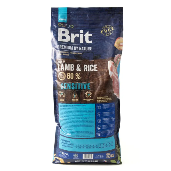 Сухий корм Brit Premium Dog Sensitive для собак з чутливим травленням, з ягнятком та рисом 15 кг | Зображення 1