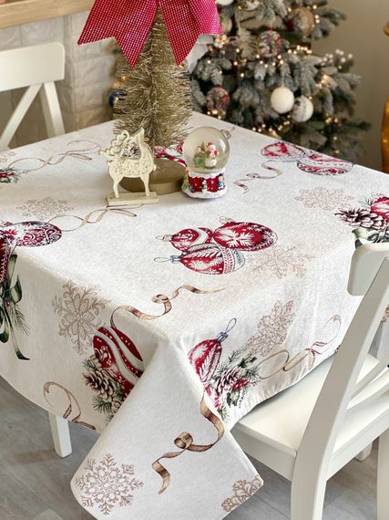 Скатертина гобеленова ALLOVER34278 Limaso, 137х137, Квадратна, Новорічний, З мікрофіброю + золотим люрексом, 74% поліестер, 23% бавовна, 3% акрил, Гобелен | Зображення 4