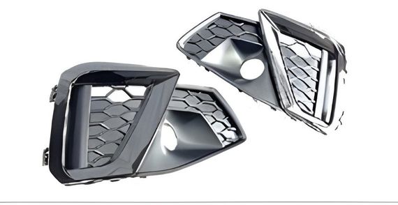 Решетки противотуманных фар S-Style (Sport, 2020-2022, 2 шт, Черный) для Ауди A4 B9 | Зображення 1