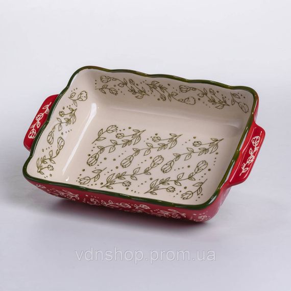 Форма для запекания Vintage 23×14×5 (см) прямоугольная форма для выпекания в духовке с ручками Красная HM05-09 | Зображення 3