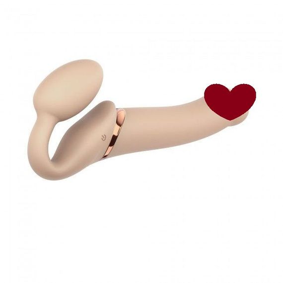 Безремінний страпон з вібрацією Strap-On-Me Vibrating Flesh L, діаметр 3,7 см, пульт ДК, регульовани Sex Aura