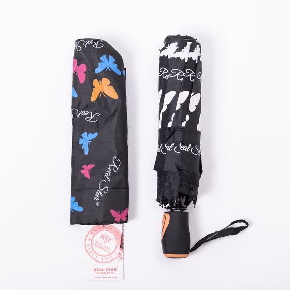 Парасолька напівавтомат з принтом міцна з поліестеру діаметр 97 см Чорна HP-23-2B | Зображення 8