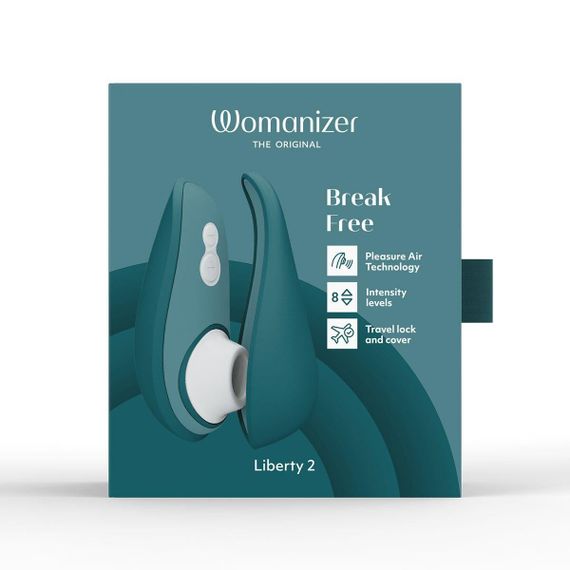 Вакуумный клиторальный стимулятор Womanizer Liberty 2 Dark Petrol, 8 режимов, магнитная крышечка Sex Aura | Зображення 9
