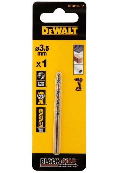 Свердло по металу DeWalt BLACK & GOLD HSS-G 3.5 мм (DT20516)