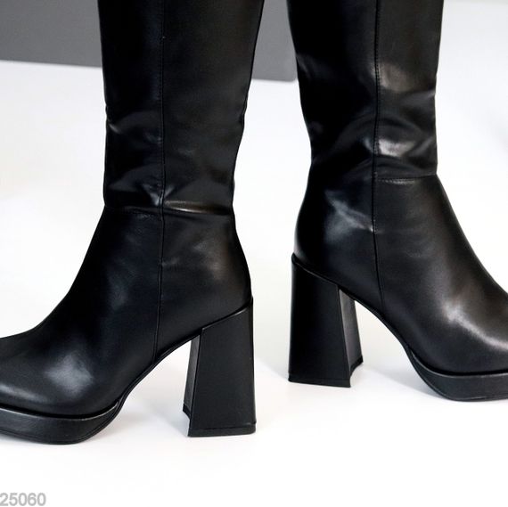 Високі чорні чоботи ботфорти високий стійкий підбор | Зображення 7