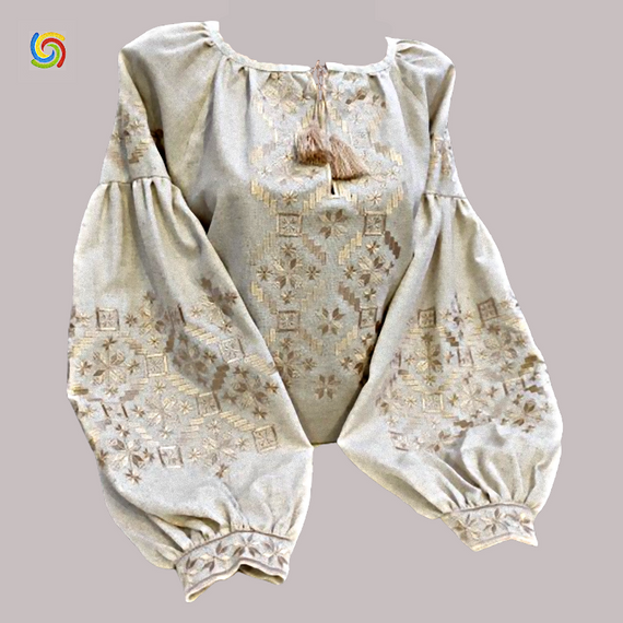 Рубашка Украинская вышиванка  31888 цвет серый размер M/L