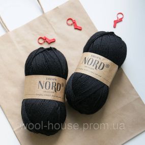 Шкарпеткова пряжа Drops Nord - black, 02