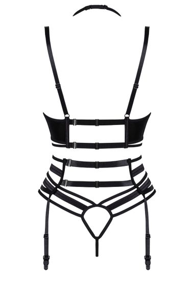 Комплект з поясом Beauty Night JOANNA SET bra, garter belt, thong Чорний з квітами L/XL | Зображення 6