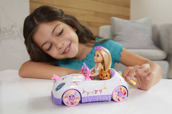 Набор Кукла Барби: Челси и Кабриолет единорог с наклейками. Barbie Club Chelsea Doll with Unicorn-Themed Car | Зображення 4