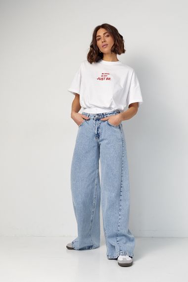 Женская футболка oversize с надписью Be good. Be bad. Just be - белый цвет, L (есть размеры) | Зображення 2