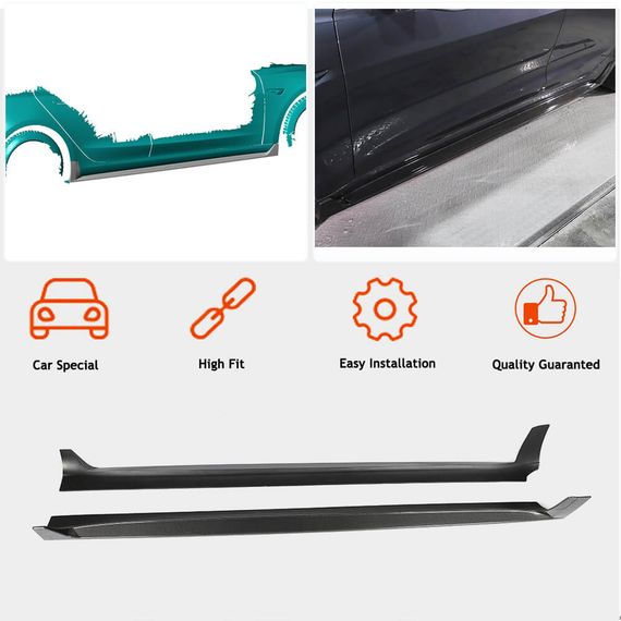 Накладки на пороги V4 (2017-2023, Карбон) для Tesla Model 3 2017- гг | Зображення 1