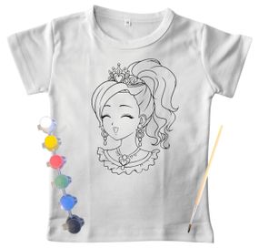 Дитячий набір для творчості футболка розмальовка Королева біла (ДФ0012) 110