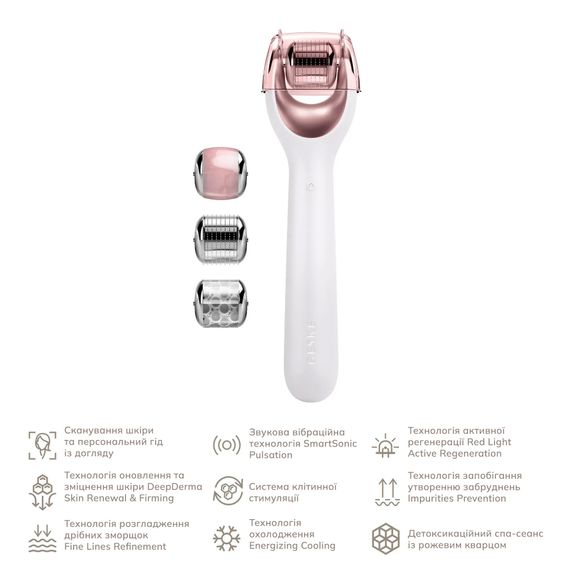 Електронний ролер для обличчя з мікроголками GESKE MicroNeedle Face Roller 9в1 gray, Бронзовий | Зображення 1