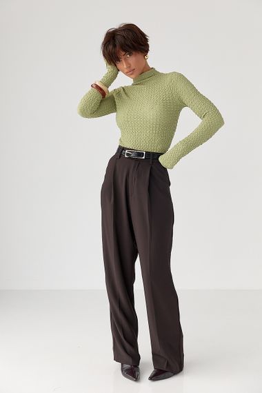 Облягаючий гольф із жатої тканини - салатовий цвет, L (є розміри) | Зображення 2