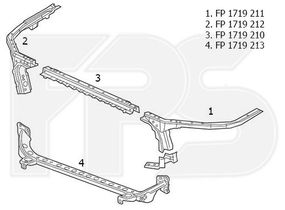 Панель передняя верхняя Chevrolet Malibu '16- (FPS) (поз. 3 на рисунке)