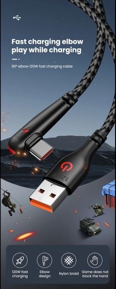 Кабель USB Type-C для швидкого заряджання Huawei Mate (2 метра), 90 градусів. Синій | Зображення 9
