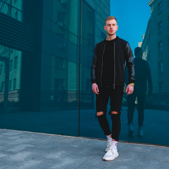 Бомбер Кож рукав чёрный S | Зображення 1